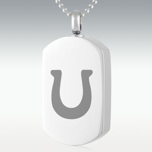 Horseshoe Dog Tag Stainless Steel Cremation Jewelry