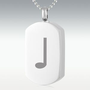 Quarter Note Dog Tag Stainless Steel Cremation Jewelry