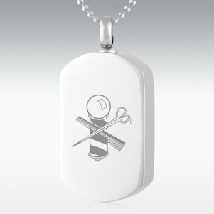 Barber Dog Tag Stainless Steel Cremation Jewelry