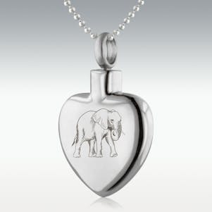 Elephant Heart Stainless Steel Cremation Jewelry - Engravable