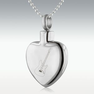 Electric Guitar Heart Stainless Steel Cremation Jewelry