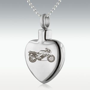 Sport Motorcycle Heart Stainless Steel Cremation Jewelry