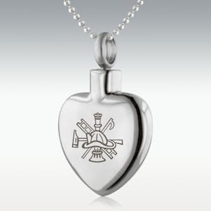 Fire Department Heart Stainless Steel Cremation Jewelry