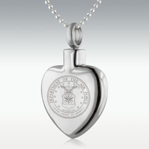 Dept. Of The Air Force Heart Stainless Steel Cremation Jewelry