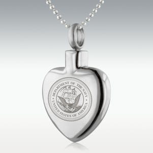 Dept. Of The Navy Heart Stainless Steel Cremation Jewelry