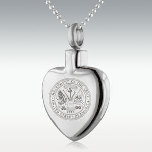 Dept. Of The Army Heart Stainless Steel Cremation Jewelry