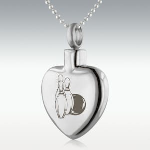 Bowling Heart Stainless Steel Cremation Jewelry - Engravable