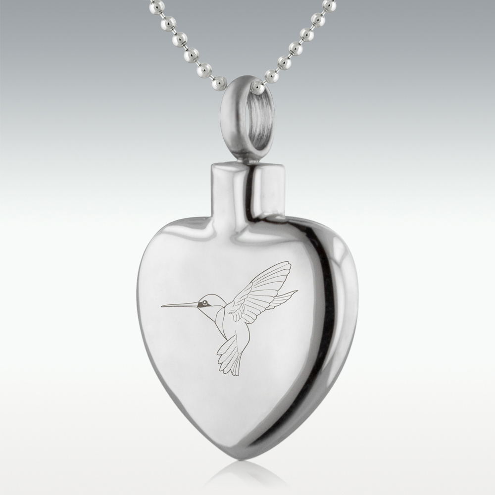 Hummingbird Heart SS Cremation Jewelry - Perfect Memorials