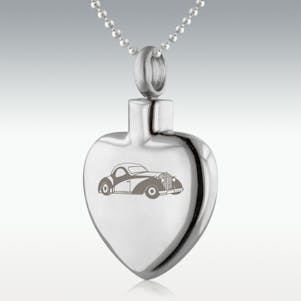 Classic Car Heart Stainless Steel Cremation Jewelry - Engravable