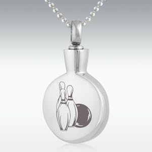 Bowling Round Stainless Steel Cremation Jewelry - Engravable
