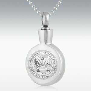 Dept. of Army Round Stainless Steel Cremation Jewelry-Engravable