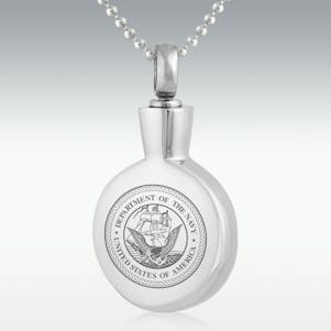 Dept. of Navy Round Stainless Steel Cremation Jewelry-Engravable