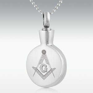 Masonic Round Stainless Steel Cremation Jewelry - Engravable