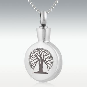 Tree Of Life Round Stainless Steel Cremation Jewelry-Engravable