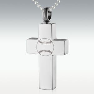 Baseball Cross Stainless Steel Cremation Jewelry