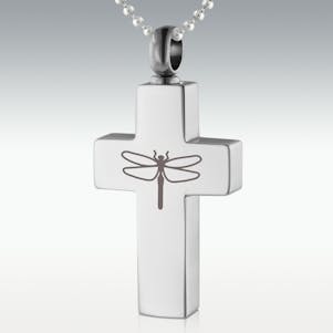 Dragonfly Cross Stainless Steel Cremation Jewelry