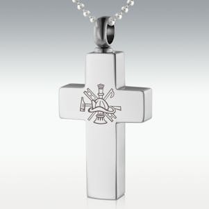 Fire Department Cross Stainless Steel Cremation Jewelry