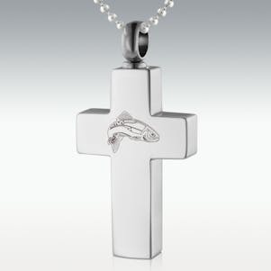 Fish Cross Stainless Steel Cremation Jewelry
