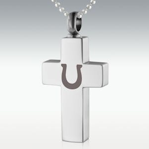 Horseshoe Cross Stainless Steel Cremation Jewelry