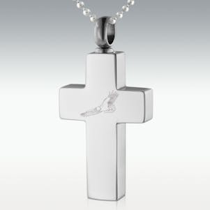 Soaring Eagle Cross Stainless Steel Cremation Jewelry