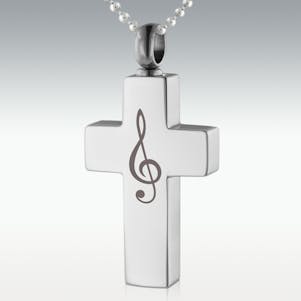 Treble Clef Cross Stainless Steel Cremation Jewelry