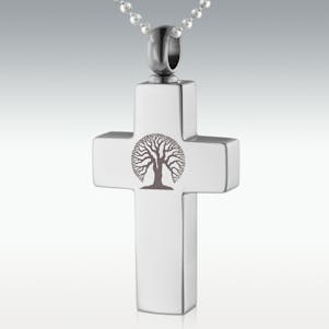 Tree Of Life Cross Stainless Steel Cremation Jewelry