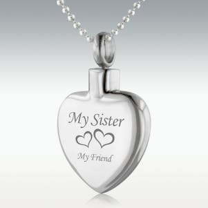 My Sister My Friend Heart Stainless Steel Cremation Jewelry