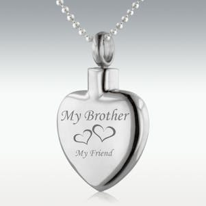My Brother My Friend Heart Stainless Steel Cremation Jewelry
