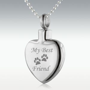 Paws Prints My Best Friend Heart Stainless Steel