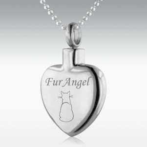 Cat Fur Angel Heart Stainless Steel Cremation Jewelry