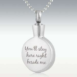 Beside Me Round Stainless Steel Cremation Jewelry