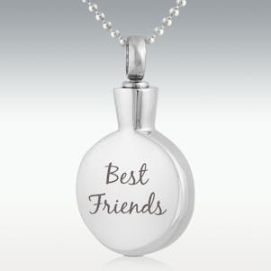 Best Friends Round Stainless Steel Cremation Jewelry