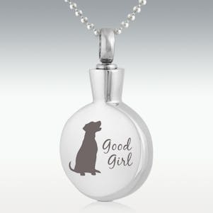 Good Girl Round Stainless Steel Cremation Jewelry