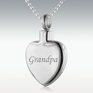 Grandpa Heart Stainless Steel Cremation Jewelry