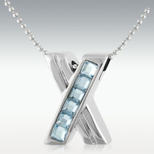Aquamarine Verso Stainless Steel Cremation Jewelry - Engravable