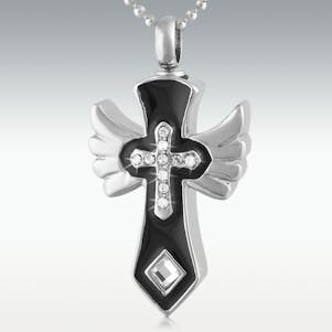 Heavenly Cross Stainless Steel Cremation Jewelry - Engravable