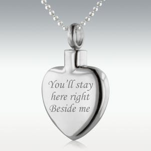 Beside Me Heart Stainless Steel Cremation Jewelry