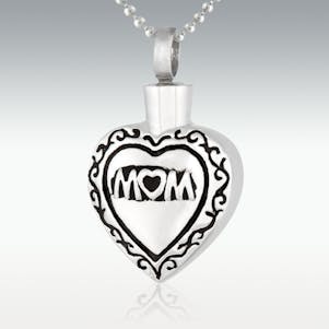 Mom Vine Love Heart Stainless Steel Cremation Jewelry-Engravable
