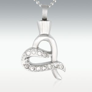 Intertwined Heart Stainless Steel Cremation Jewelry-Engravable