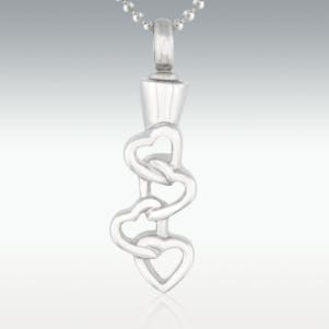 Hanging Hearts Stainless Steel Cremation Jewelry-Engravable