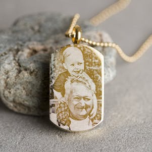 Gold Photo Dog Tag Stainless Steel Cremation Jewelry-Engravable