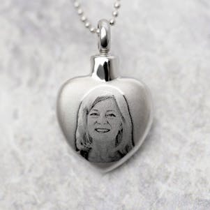 Photo Heart Stainless Steel Cremation Jewelry - Engravable