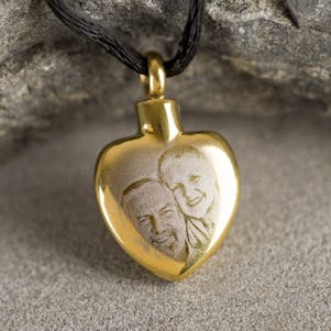 Gold Photo Heart Stainless Steel Cremation Jewelry