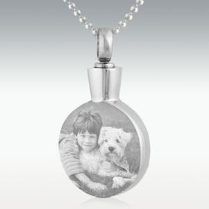 Photo Round Stainless Steel Cremation Jewelry - Engravable