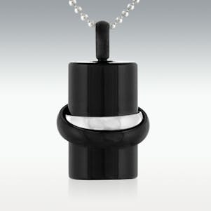 Black Cylinder Stainless Steel Cremation Jewelry - Engravable