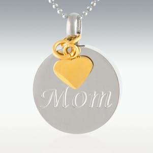 Round Reflections Mom Stainless Cremation Jewelry - Engravable