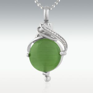 Leaf Green Sfera Stainless Cremation Jewelry - Engravable