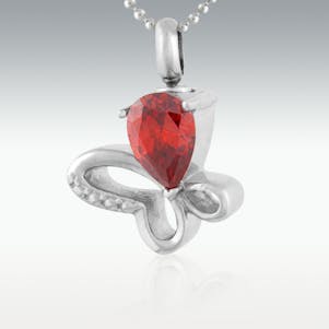 Red Loving Wings Butterfly Cremation Jewelry - Engravable