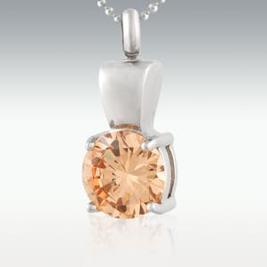 Peach Eternity Stone Stainless Cremation Jewelry - Engravable