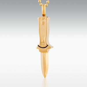 Gold Switchblade Stainless Steel Cremation Jewelry